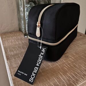 NWT Sonia Kashuk Travel Makeup Cosmetic Toiletry Zip Bag-Black New